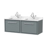 [BFLL2322WS2] Longnor Contemporary 2-Drawer Wall Hung Vanity Basin Unit with Marble Worktop Basin, 1200mm, Choice of Colour - Cutout