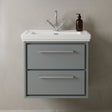 [BFLL2324A] Longnor 2 Drawer Wall Hung Vanity Basin Unit with 1 Tap Hole Traditional Fireclay Basin, Choice of Size and Colour - Silo