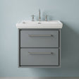 [BFLL2324B] Longnor 2 Drawer Wall Hung Vanity Basin Unit with 3 Tap Hole Traditional Fireclay Basin, Choice of Size and Colour - Silo