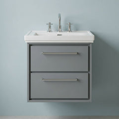 [BFLL2324B] Longnor 2 Drawer Wall Hung Vanity Basin Unit with 3 Tap Hole Traditional Fireclay Basin, Choice of Size and Colour - Silo