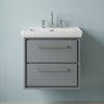 [BFLL2324B] Longnor 2 Drawer Wall Hung Vanity Basin Unit with 3 Tap Hole Traditional Fireclay Basin, Choice of Size and Colour - Silo