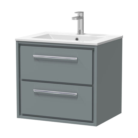 [BFLL2324C] Balterley  Modern Bathroom Wall Hung 2 Soft-Close Drawer Vanity Unit & Basin, Coastal Grey, 600mm - Cutout