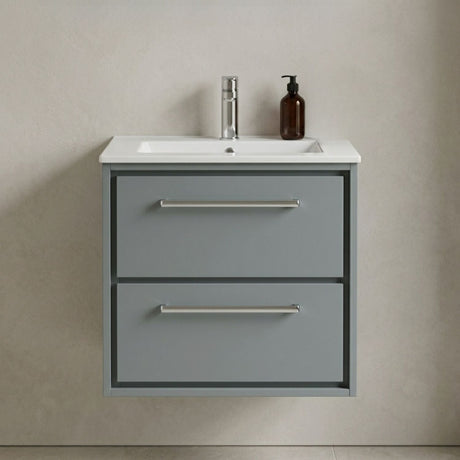 [BFLL2324C] Balterley  Modern Bathroom Wall Hung 2 Soft-Close Drawer Vanity Unit & Basin, Coastal Grey, 600mm - Silo