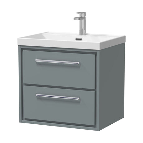 [BFLL2324E] Balterley Modern Bathroom 2 Soft Close Drawer Wall Hung Vanity Unit & Rectangular Basin, Coastal Grey, 600mm - Cutout