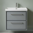 [BFLL2324E] Balterley Modern Bathroom 2 Soft Close Drawer Wall Hung Vanity Unit & Rectangular Basin, Coastal Grey, 600mm - Silo