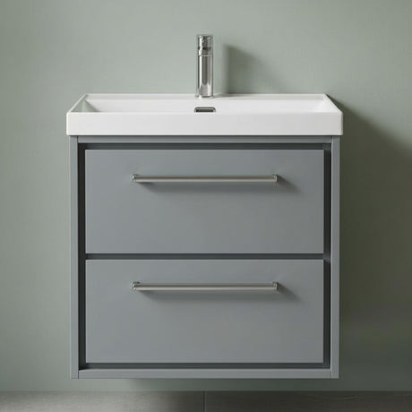 [BFLL2324E] Balterley Modern Bathroom 2 Soft Close Drawer Wall Hung Vanity Unit & Rectangular Basin, Coastal Grey, 600mm - Silo