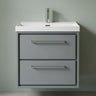 [BFLL2324E] Balterley Modern Bathroom 2 Soft Close Drawer Wall Hung Vanity Unit & Rectangular Basin, Coastal Grey, 600mm - Silo