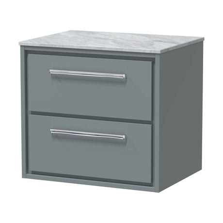[BFLL2324GMT] Balterley 600mm Framed Design Wall Hung 2 Drawer Vanity & Marble Worktop - Coastal Grey - Cutout