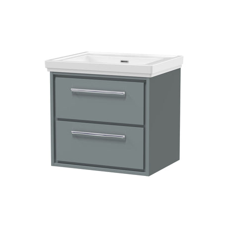 [BFLL2324H] Longnor 2 Drawer Wall Hung Vanity Basin Unit with 0 Tap Hole Traditional Fireclay Basin, Choice of Size and Colour - Cutout
