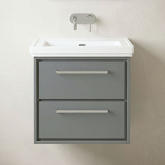 [BFLL2324H] Longnor 2 Drawer Wall Hung Vanity Basin Unit with 0 Tap Hole Traditional Fireclay Basin, Choice of Size and Colour - Silo