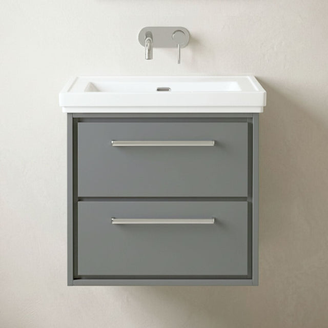 [BFLL2324H] Longnor 2 Drawer Wall Hung Vanity Basin Unit with 0 Tap Hole Traditional Fireclay Basin, Choice of Size and Colour - Silo