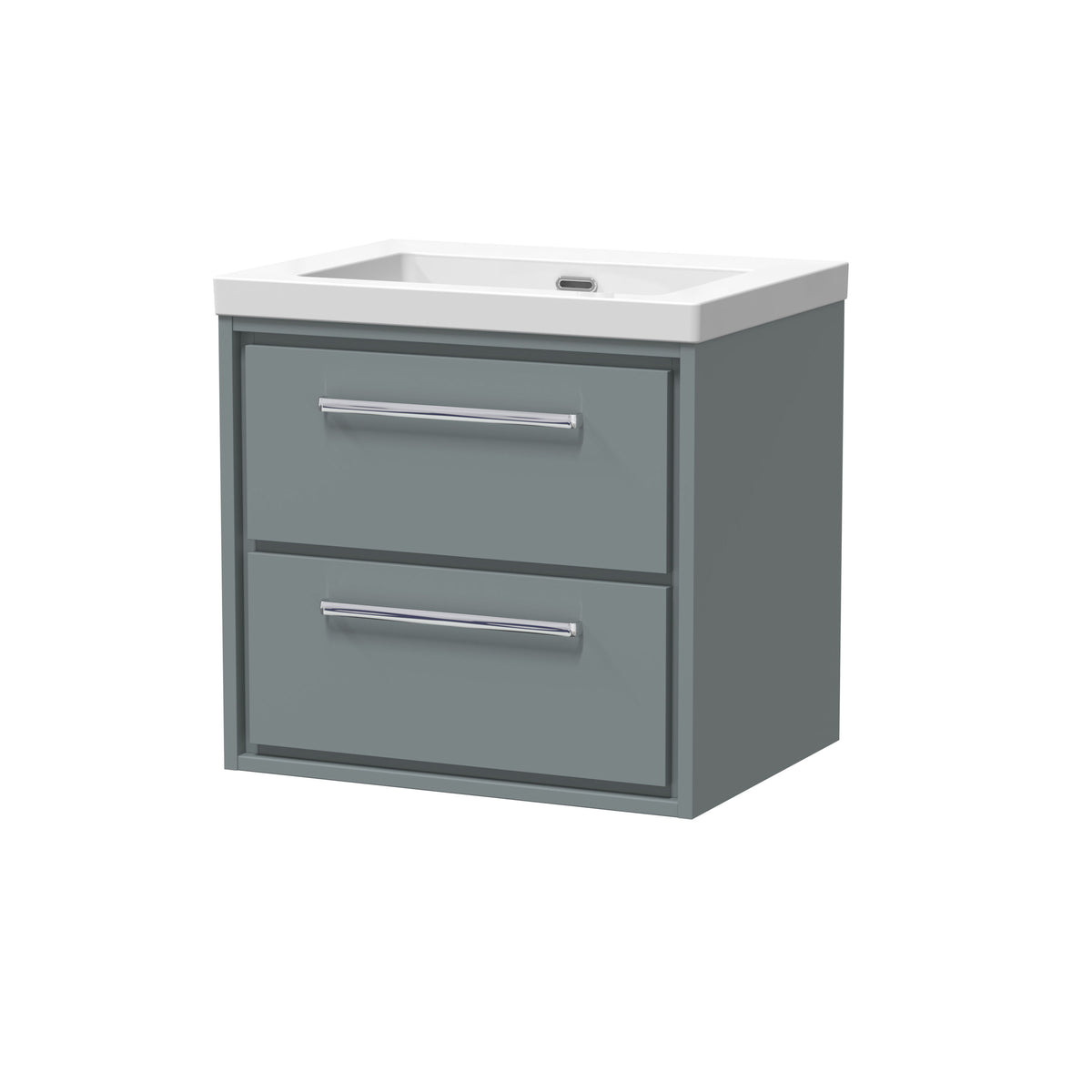 [BFLL2324K] Longnor Modern 2 Drawer Wall Hung Vanity Basin Unit with Modern Fireclay Sink, Choice of Size and Colour - Cutout