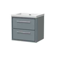 [BFLL2324K] Longnor Modern 2 Drawer Wall Hung Vanity Basin Unit with Modern Fireclay Sink, Choice of Size and Colour - Cutout
