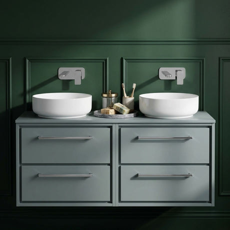 [BFLL2324W2] Balterley 1200mm Framed Design Wall Hung 4 Drawer Vanity with Worktop - Coastal Grey - Silo