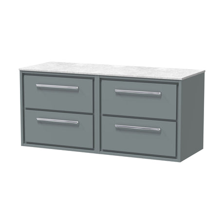 [BFLL2324WMT2] Longnor 2 Drawer Wall Hung Vanity Unit with White Marble Worktop, Choice of Size and Colour - Cutout
