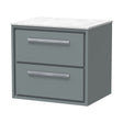 [BFLL2324WMT] Balterley 600mm Framed Design Wall Hung 2 Drawer Vanity with Marble Worktop - Coastal Grey - Cutout