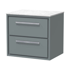 [BFLL2324WMT] Balterley 600mm Framed Design Wall Hung 2 Drawer Vanity with Marble Worktop - Coastal Grey - Cutout