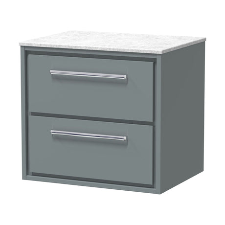 [BFLL2324WMT] Balterley 600mm Framed Design Wall Hung 2 Drawer Vanity with Marble Worktop - Coastal Grey - Cutout
