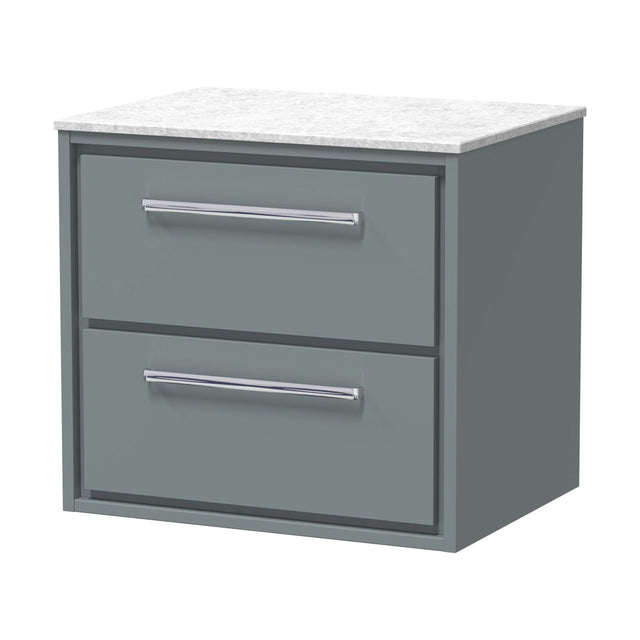 [BFLL2324WMT] Balterley 600mm Framed Design Wall Hung 2 Drawer Vanity with Marble Worktop - Coastal Grey - Cutout