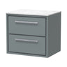 [BFLL2324WMT] Longnor 2 Drawer Wall Hung Vanity Unit with White Marble Worktop, Choice of Size and Colour - Cutout