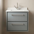 [BFLL2324WS1] Balterley 600mm Wall Hung 2 Drawer Vanity with Marble Worktop Basin - Coastal Grey - Silo