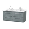 [BFLL2324WS2] Longnor Contemporary Wall Hung 4 Drawer Vanity Basin Unit with Marble Worktop Basins, 1200mm, Choice of Colour - Cutout
