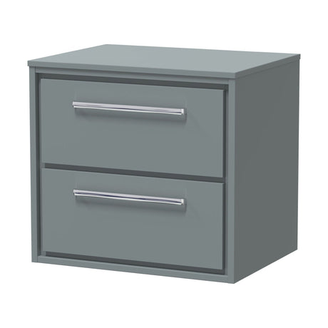 [BFLL2324W] Balterley 600mm Framed Design Wall Hung 2 Drawer Vanity with Worktop - Coastal Grey - Cutout