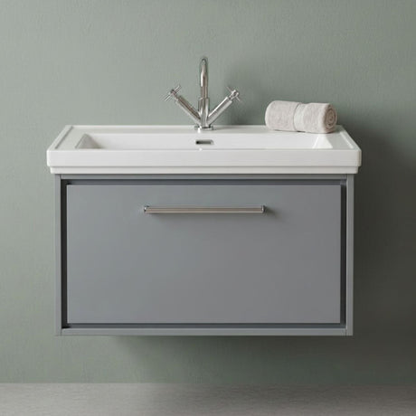 [BFLL2325A] Longnor Single Drawer Wall Hung Vanity Basin Unit with 1 Tap Hole Traditional Fireclay Basin, Choice of Colour and Size - Silo