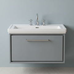 [BFLL2325B] Longnor Single Drawer Wall Hung Vanity Basin Unit with 3 Tap Hole Traditional Fireclay Basin, Choice of Size and Colour - Silo