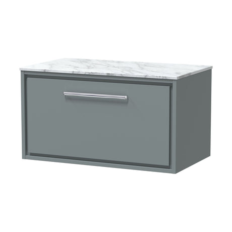 [BFLL2325CMT] Balterley 800mm Framed Design Wall Hung Single Drawer Vanity, Marble Worktop - Coastal Grey - Cutout
