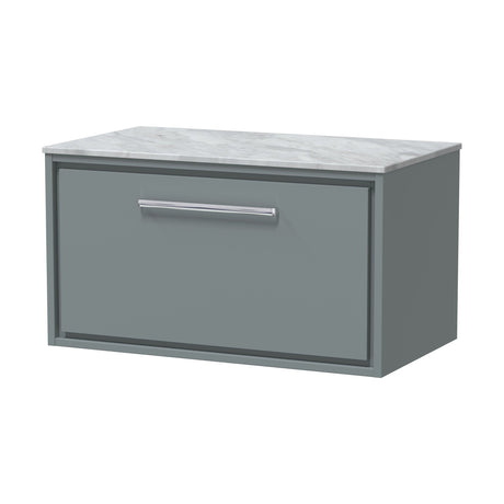 [BFLL2325GMT] Balterley 800mm Framed Design Wall Hung Single Drawer Vanity & Marble Worktop - Coastal Grey - Cutout