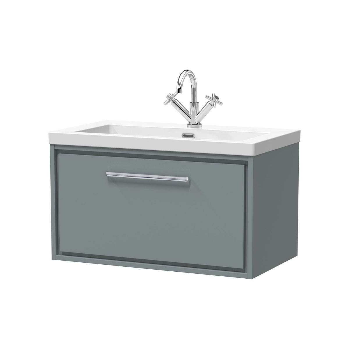 [BFLL2325L] Longnor Wall Hung Single Drawer Vanity Basin Unit with Modern Fireclay Basin, Choice of Size, Colour and Basin - Cutout