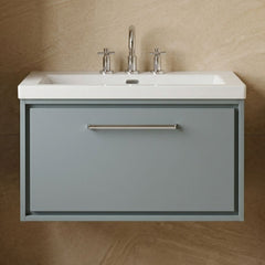 [BFLL2325M] Longnor Wall Hung Single Drawer Vanity Basin Unit with Modern Fireclay Basin, Choice of Size, Colour and Basin - Silo