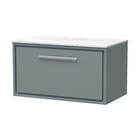 [BFLL2325WMT] Longnor 1 Drawer Wall Hung Vanity Unit with White Marble Worktop, Choice of Size and Colour - Cutout
