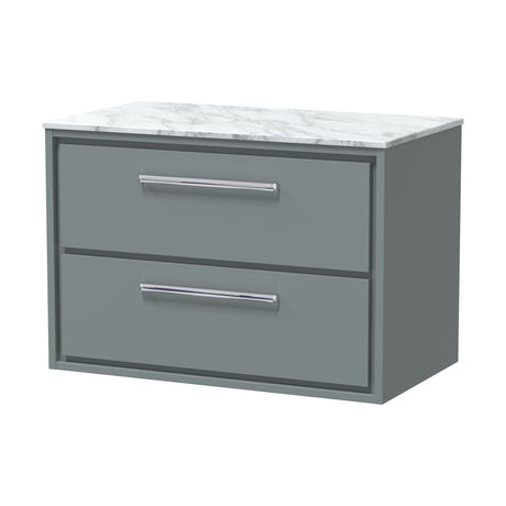 [BFLL2326CMT] Balterley 800mm Framed Design Wall Hung 2 Drawer Vanity, Marble Worktop - Coastal Grey - Cutout