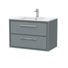 [BFLL2326C] Longnor Modern Wall Hung 2 Drawer Vanity Basin Unit with Minimalist Basin, Choice of Size and Colour - Cutout