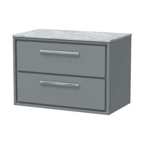 [BFLL2326GMT] Balterley 800mm Framed Design Wall Hung 2 Drawer Vanity & Marble Worktop - Coastal Grey - Cutout