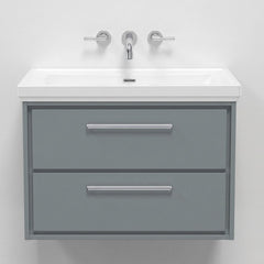 [BFLL2326H] Longnor 2 Drawer Wall Hung Vanity Basin Unit with 0 Tap Hole Traditional Fireclay Basin, Choice of Size and Colour - Silo