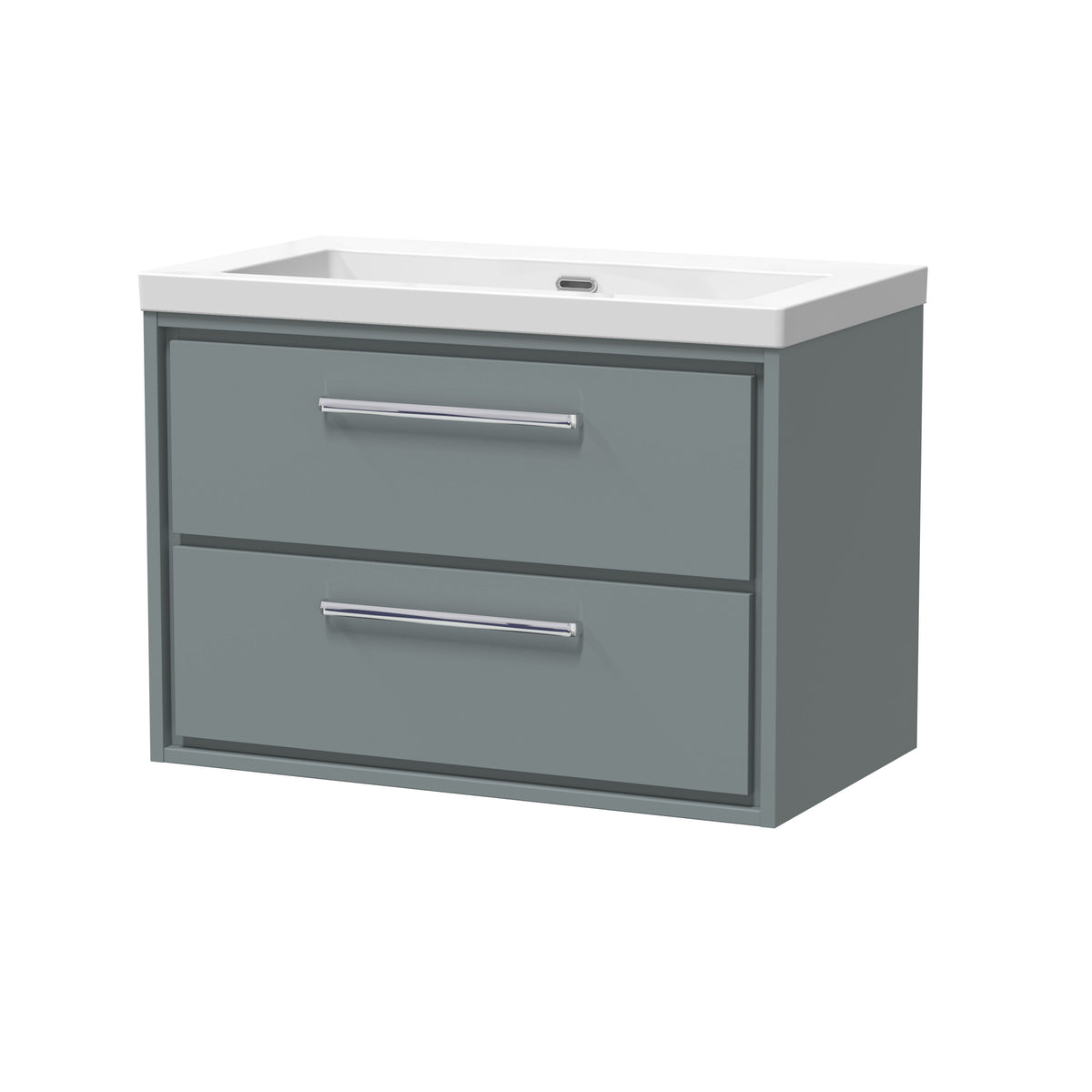 [BFLL2326K] Longnor Modern 2 Drawer Wall Hung Vanity Basin Unit with Modern Fireclay Sink, Choice of Size and Colour - Cutout