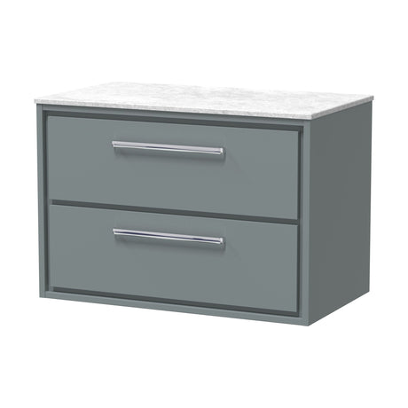 [BFLL2326WMT] Balterley 800mm Framed Design Wall Hung 2 Drawer Vanity with Marble Worktop - Coastal Grey - Cutout
