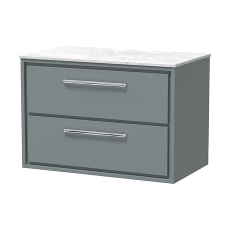 [BFLL2326WMT] Longnor 2 Drawer Wall Hung Vanity Unit with White Marble Worktop, Choice of Size and Colour - Cutout