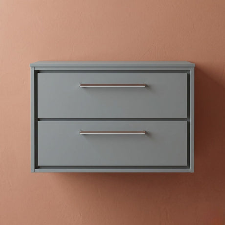 [BFLL2326W] Longnor Contemporary 2-Drawer Wall Hung Vanity Unit with Colour Coordinating Worktop, Choice of Size and Colour - Silo