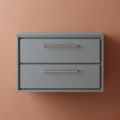 [BFLL2326W] Balterley 800mm Framed Design Wall Hung 2 Drawer Vanity with Worktop - Coastal Grey - Silo