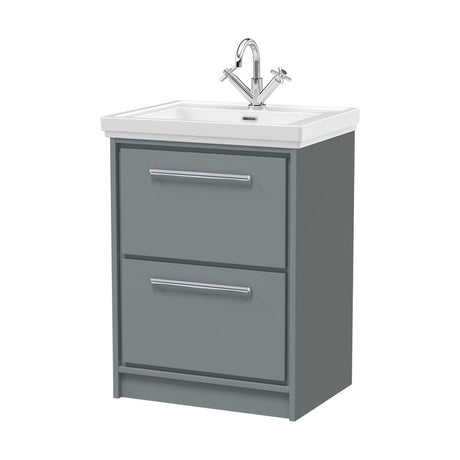 [BFLL2333A] Longnor Floor Standing Double Drawer Vanity Basin Unit with Fireclay Basin - Choice of Colour, Size and Basin Type - Cutout
