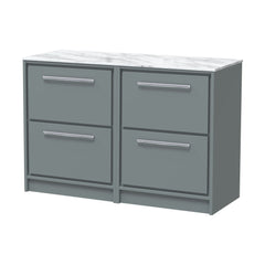[BFLL2333CMT2] Balterley 1200mm Framed Design Floor Standing 4 Drawer Vanity, Marble Worktop - Coastal Grey - Cutout