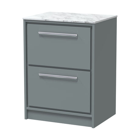 [BFLL2333CMT] Balterley 600mm Framed Design Floor Standing 2 Drawer Vanity & Marble Worktop - Coastal Grey - Cutout