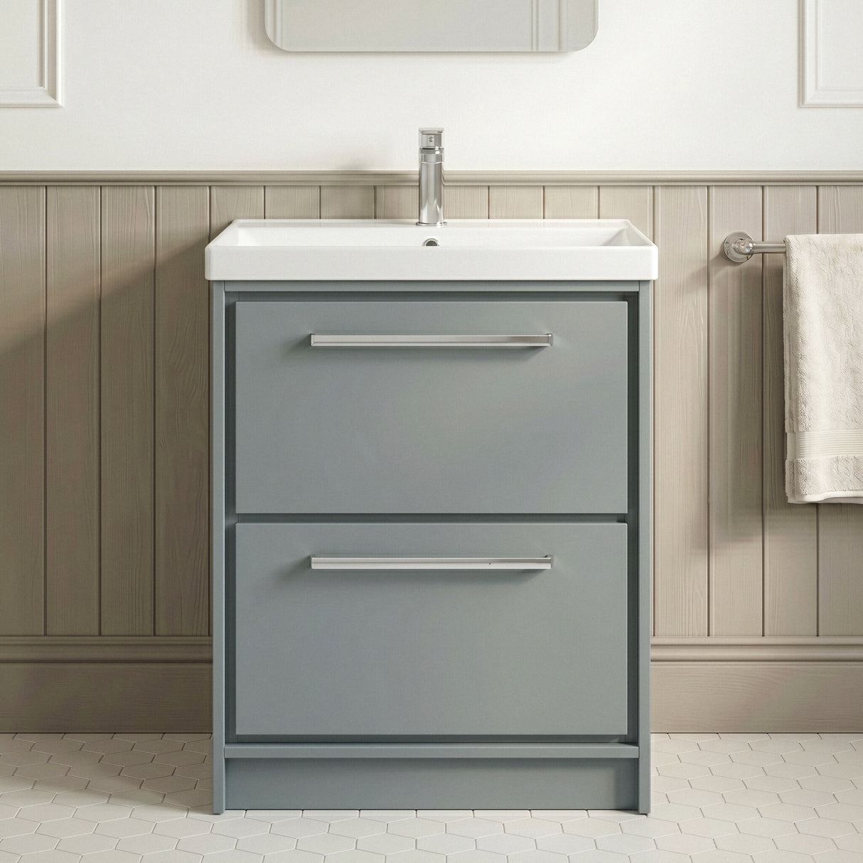 [BFLL2333E] Longnor Floor Standing 2 Drawer Vanity Unit - Choice of Colour, Basin Type and Size - Silo