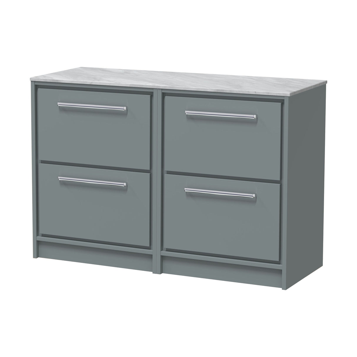 [BFLL2333GMT2] Balterley 1200mm Framed Design Floor Standing 4 Drawer Vanity & Marble Worktop - Coastal Grey - Cutout