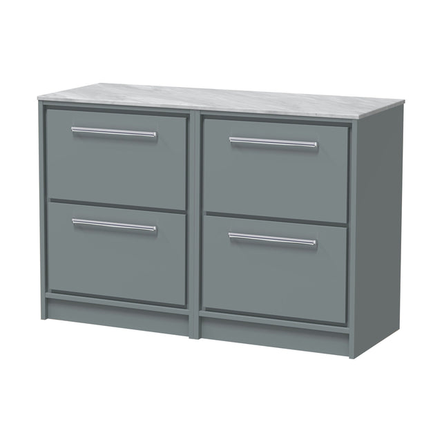 [BFLL2333GMT2] Balterley 1200mm Framed Design Floor Standing 4 Drawer Vanity & Marble Worktop - Coastal Grey - Cutout