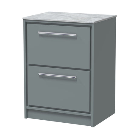 [BFLL2333GMT] Balterley 600mm Framed Design Floor Standing 2 Drawer Vanity & Marble Worktop - Coastal Grey - Cutout